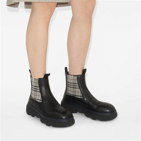 burberry boots gum sole|Leather Creeper Low Chelsea Boots in Black/lichen .